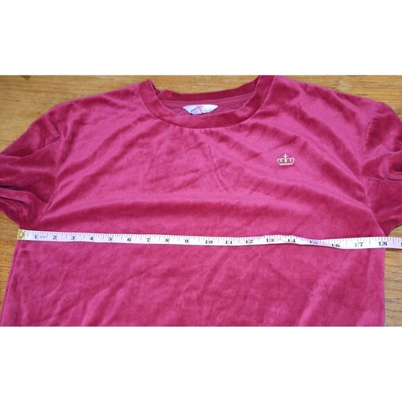 Juicy Couture XL Red Wine Velour Pullover Crown Logo Girl's Long Sleeve - Picture 5 of 15